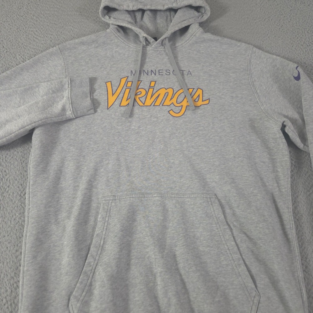 Nike Hoodie Mens XL Gray Minnesota Vikings NFL Fleece Pullover Kangaroo Pocket